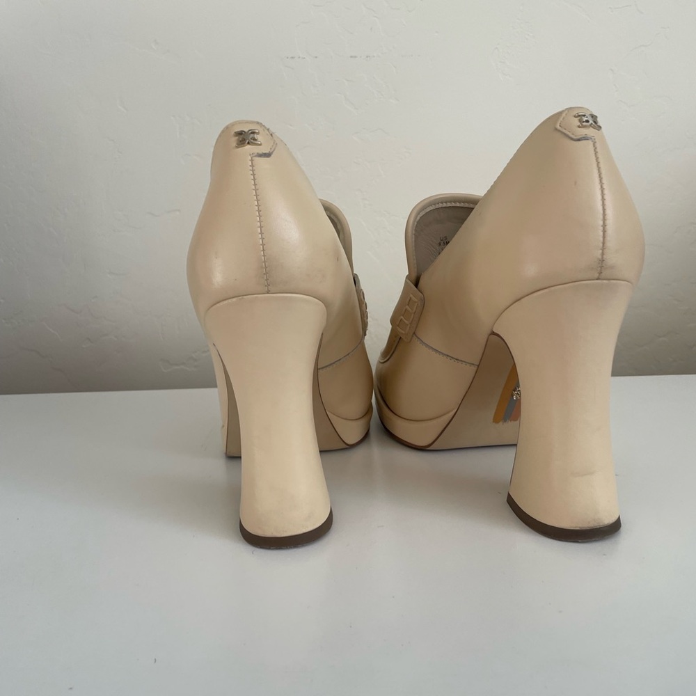 Sam Edelman Cream Heeled Loafers - Picture 7 of 14